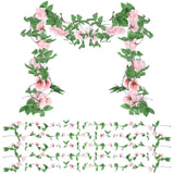 10 Pcs Fake Rose Garland, 7.5 Ft Pink Roses Artificial Vines Flowers With 9 Flower Heads And Five-Layer Simulation Petals For Wedding Arch, Party & Home Wall Decoration
