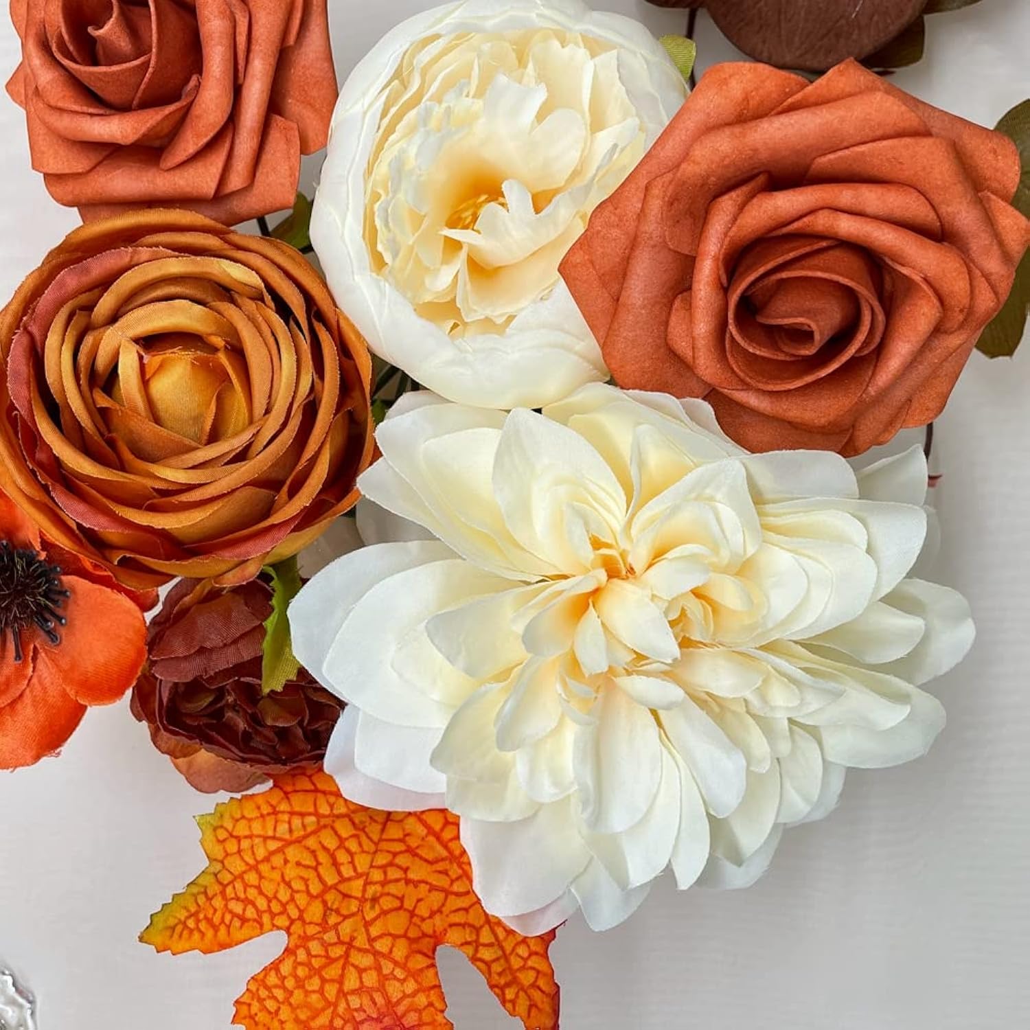Terracotta Artificial Wedding Flowers Combo Box Set Burnt Orange Flowers Fall Silk Flower In Bulk For Diy Wedding Bouquets Decorations