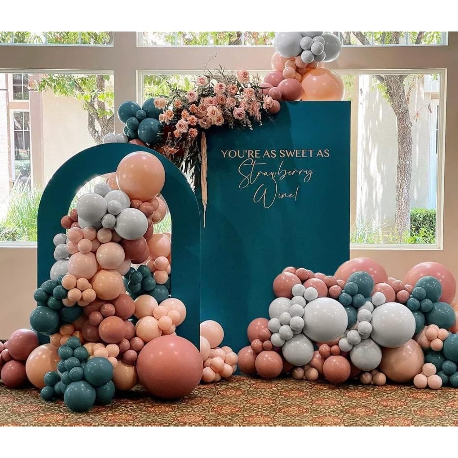 Dusty Pink Blue Balloon Garland Double Stuffed Rose Peach White Balloons Retro Pink Balloon Latex Dusty Blue Balloon Arch Kit For Gender Reveal Baby Shower Birthday Party Decorations