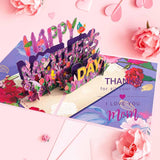 Mothers Day Card, Paper Love 3D Happy Mothers Day Pop Up Handcrafted Card, 100% Recycled And Eco-Friendly, 8X 6 Inch Cover With Note Tag