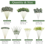 65 Pcs 7 Kinds Mixed Greenery Leaves Stems Bulk Artificial Silver Dollar Eucalyptus Leaves Picks Fake Eucalyptus Stems Faux Spray For Wedding Vase Bouquet Floral Arrangement