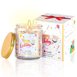 Happy Birthday Candle - Natural Soy Wax Scented Candle With Vanilla Birthday Cake Scent, Unique Gift Ideas For Men Women Best Friend