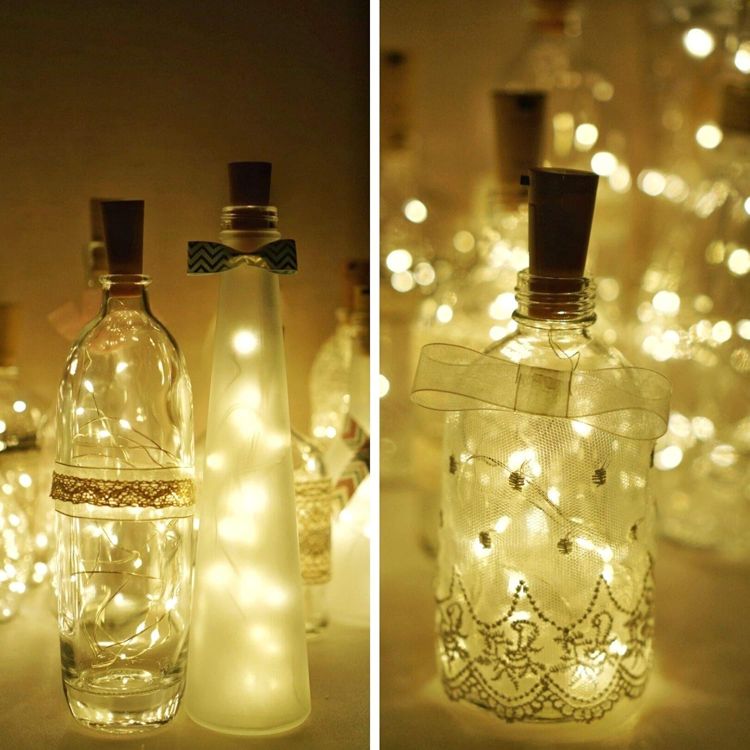 Wine Bottle Lights With Cork 12 Pcs 15 Leds Cork Shape Silver Copper Wire Battery Powered Led Fairy String Lights For Di