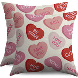 Valentines Pillow Covers 20X20 Set Of 2, Valentine'S Day Pink Red Heart Print Holiday Throw Pillowcases Anniversary Decorative Outdoor Farmhouse Cushion Cases Couch Sofa Bed Decor