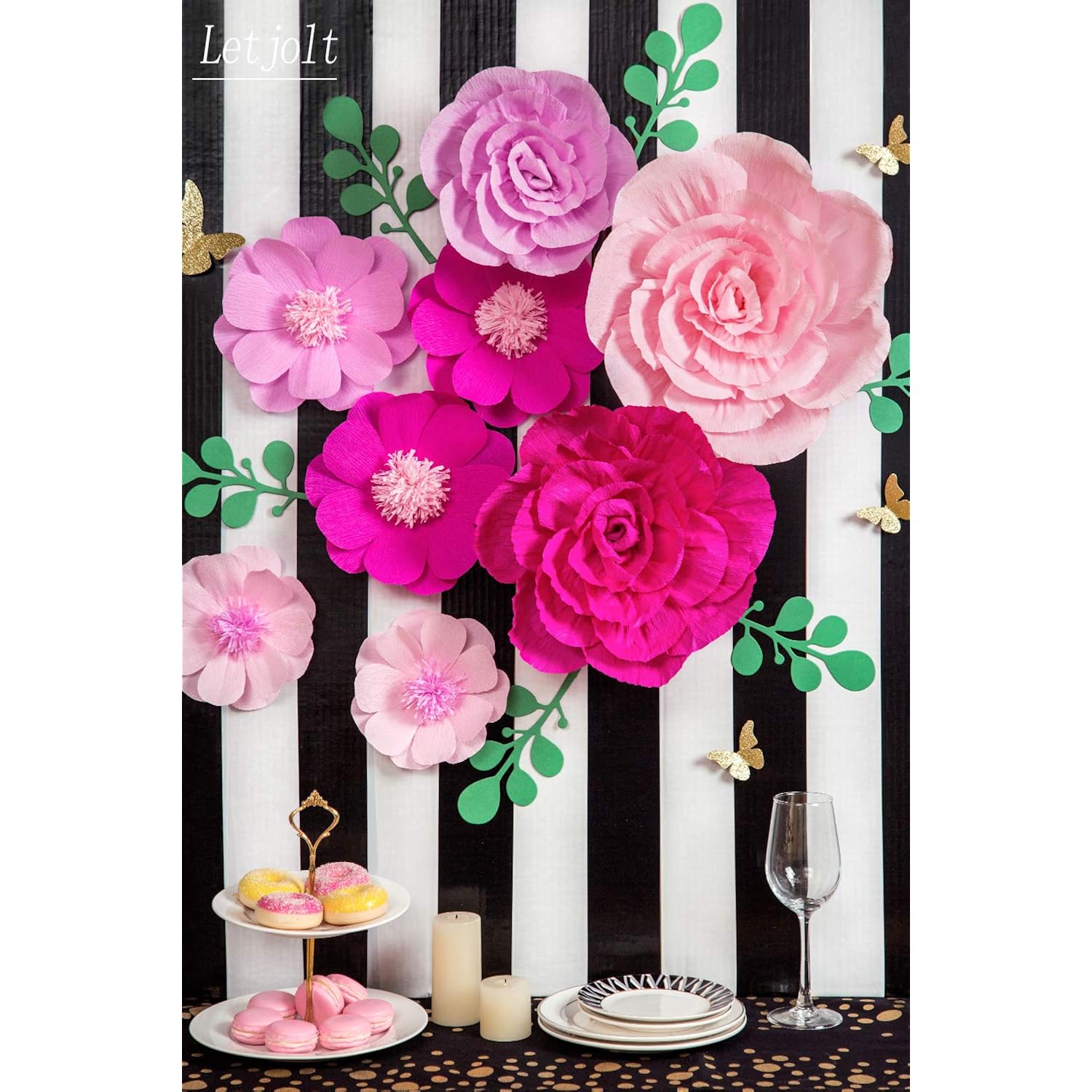 Giant Paper Flowers Decoration For Wall 3D Artificial Flowers Wedding Backdrop Handcrafted Rose For Baby Shower Bridal Shower Nursery Wall