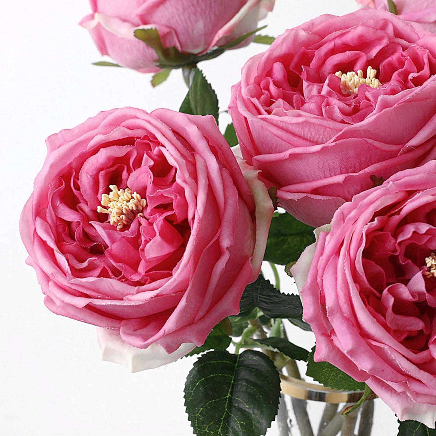 Real Touch Austin Roses 4 Pcs Artificial Flowers Rose Red Fake Silk Flowers For Home Decor Flower Arrangement Wedding Party Decoration