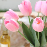 10Pcs Pink Artificial Tulips Silk Flowers, Fake Tulips, Faux Flowers Decoration For Vase, Wedding, Party, Kitchen, Flowers Backdrop, Office, Home, Bedroom, Table Centerpiece Decor