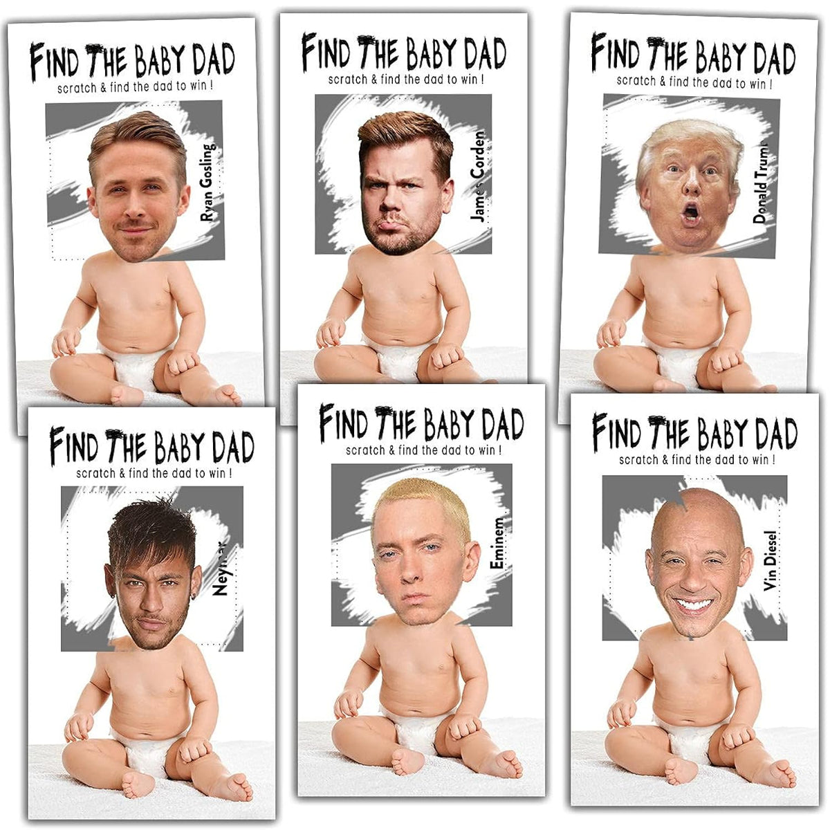 Baby Shower Games – Find The Baby Dad Scratch Off Celebrity Cards, Gender Reveal Party Games Supplies – 36 Cards(Ba01-Bair)