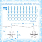 2 Pack Blue Snowflake Fairy String Lights, Snowflake Christmas Lights Battery Operated For Bedroom Waterproof 50Ft 100Le