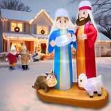 7 Ft Tall 5.7 Ft Long Christmas Inflatables Nativity Scene Outdoor Decorations, Christmas Blow Up Jesus Manger Set With