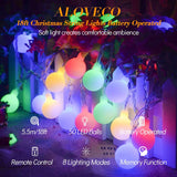 Led String Lights 18Ft 50 Leds Battery Operated String Lights With Remote 8 Modes Waterproof Globe Starry Fairy Lights For Outdoor Indoor Bedroom Garden Party Christmas Tree (Multicolor)