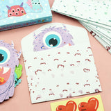 Valentine'S Day Cards 25 Sets Foldable Monster Valentines Day Cards For Kids With 25 Pack Cute Envelopes And Heart-Shaped Stickers Attractive Gift For School Exchange Party Game Cards
