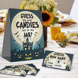 Guess How Many Candies Are In The Jar, Pumpkin Halloween Theme Insertion Ticket (1 Standing Sign + 50 Guessing Cards), Baby Shower Game Decoration Set