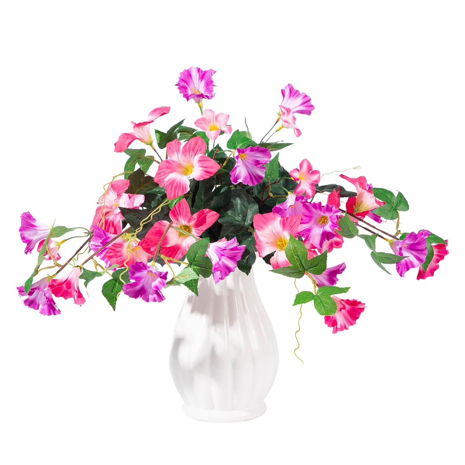 2 Pack Artificial Petunias Flowers - Realistic Fake Hanging Uv Resistant For Outside, Pink - Porch Garden Home Decor