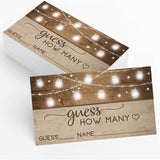 Candy Guessing Game, Guess How Many, Rustic, 50 Cards And Sign