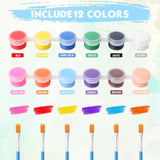 100 Sets Mini Acrylic Paint Set 1400 Pcs 12 Colors Acrylic Painting Strips 100 Flat Brushes 100 Pointed Brushes For Adults Home Birthday Art Craft Party Favors (2Ml)