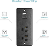 Recessed Furniture Power Strip USB A 6FT Flush Mount Flat Plug Black