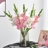 6Pcs Artificial Gladiolus Flowers White And Pink Fake Gladiolus Flowers Silk Gladiolus Flowers With Stems Fake Gladiolus Flowers For Wedding Garden Home Party Table Floral Arrangement
