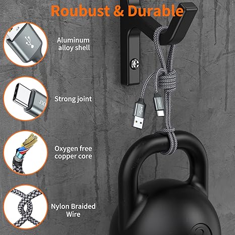 2 Pack USB A to USB C Cable 3.3FT 3A Fast Charging Braided Cord for iPhone 17 16 15 Samsung Galaxy LG Moto