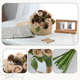 36Pcs Roses Artificial Flowers Brown&Cream, Silk Flowers With Stems Fake Flowers Bouquet For Home Decoration Bridal Wedding
