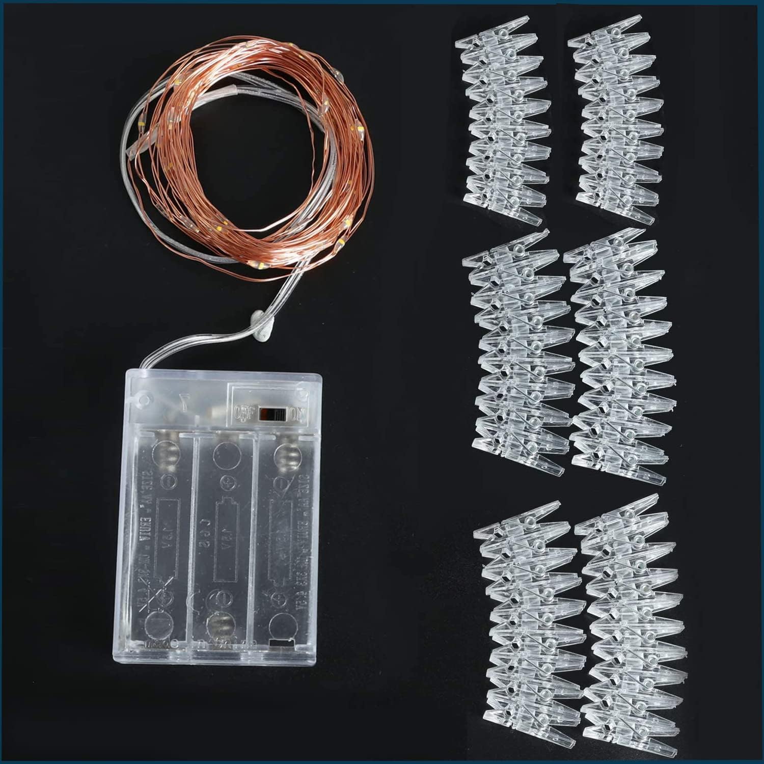 Photo Clip String Lights 33Ft 100 Led Fairy Lights 60 Picture Clips Battery Powered String Light With Clear Clips For Do