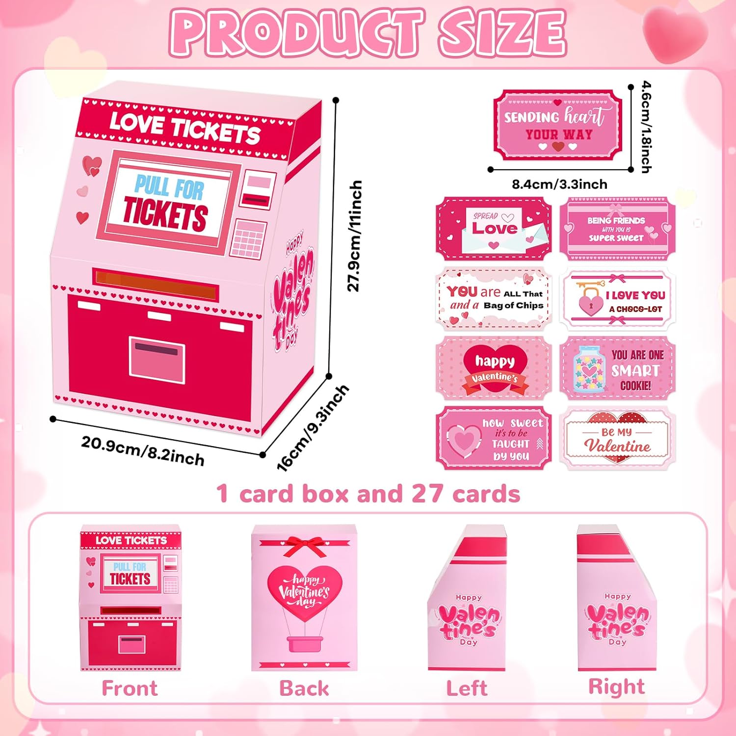 Valentine Boxes For Kids Valentines Day Cards For Kids Love Tickets Machine Boxes With 27 Valentine Cards For Girls Boys Valentines Gifts For School Class Classroom Exchange Gifts Party Favors