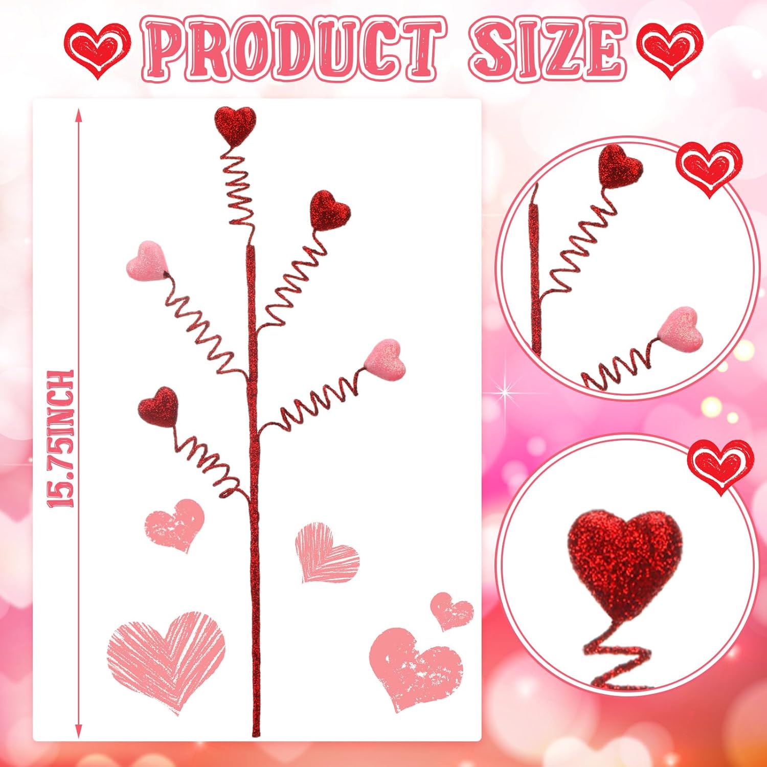 20 Pcs Valentine'S Day Floral Heart Picks And Sprays Artificial Valentines Day Decorations Valentine Vase Filler Ornaments For Gifts Wedding Home Tabletop Decor