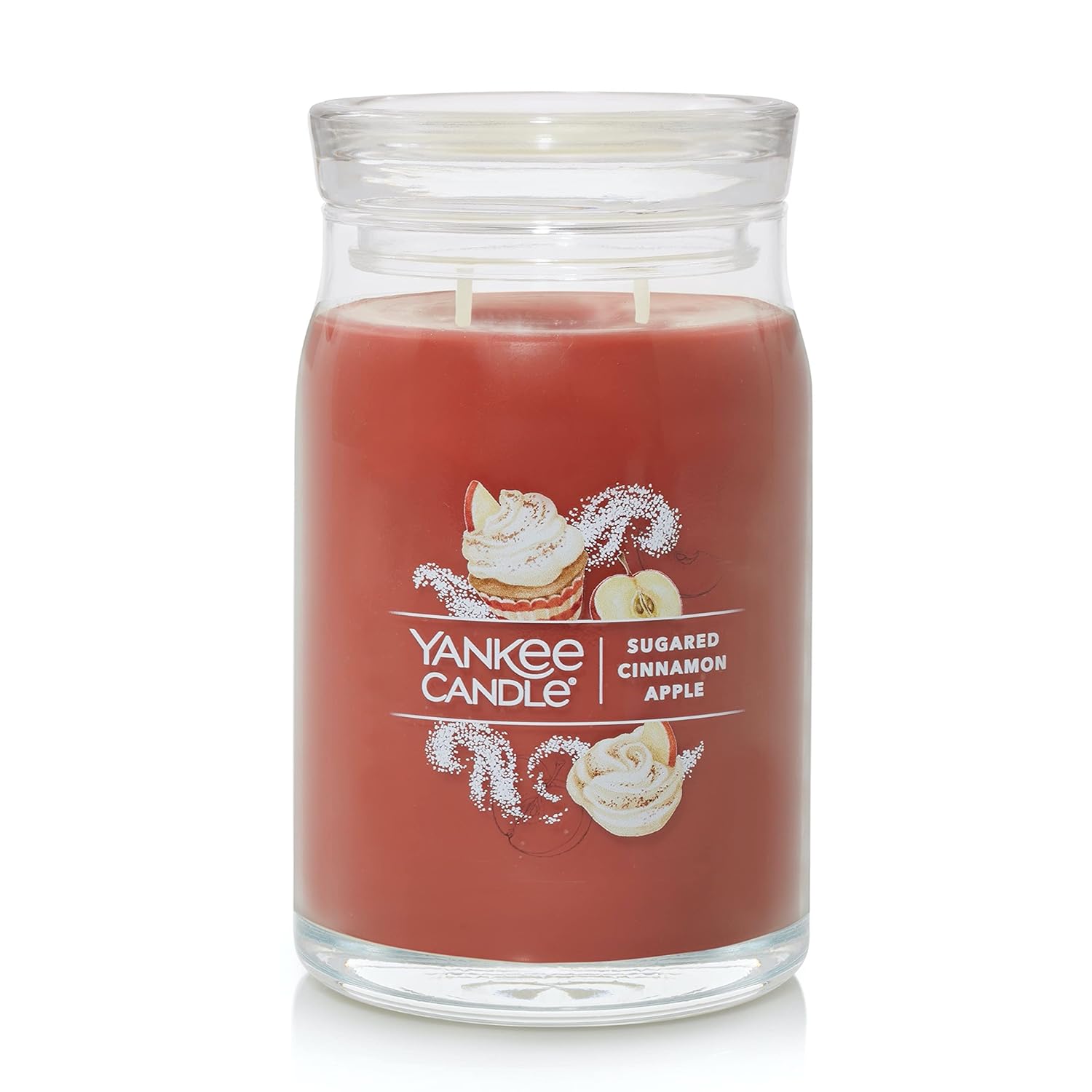 Yankee Candle Sugared Cinnamon Apple Scented, Signature 20oz Large Jar 2-Wick Candle, Over 60 Hours of Burn Time