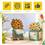 6 Pack Spring Thank You Card Sunflower Pop Up Card Mom Floral Greeting Cards 3D Paper Flowers Bouquet For Mother'S Day Home Women Parents Birthday Wedding Gifts(Sunflower)