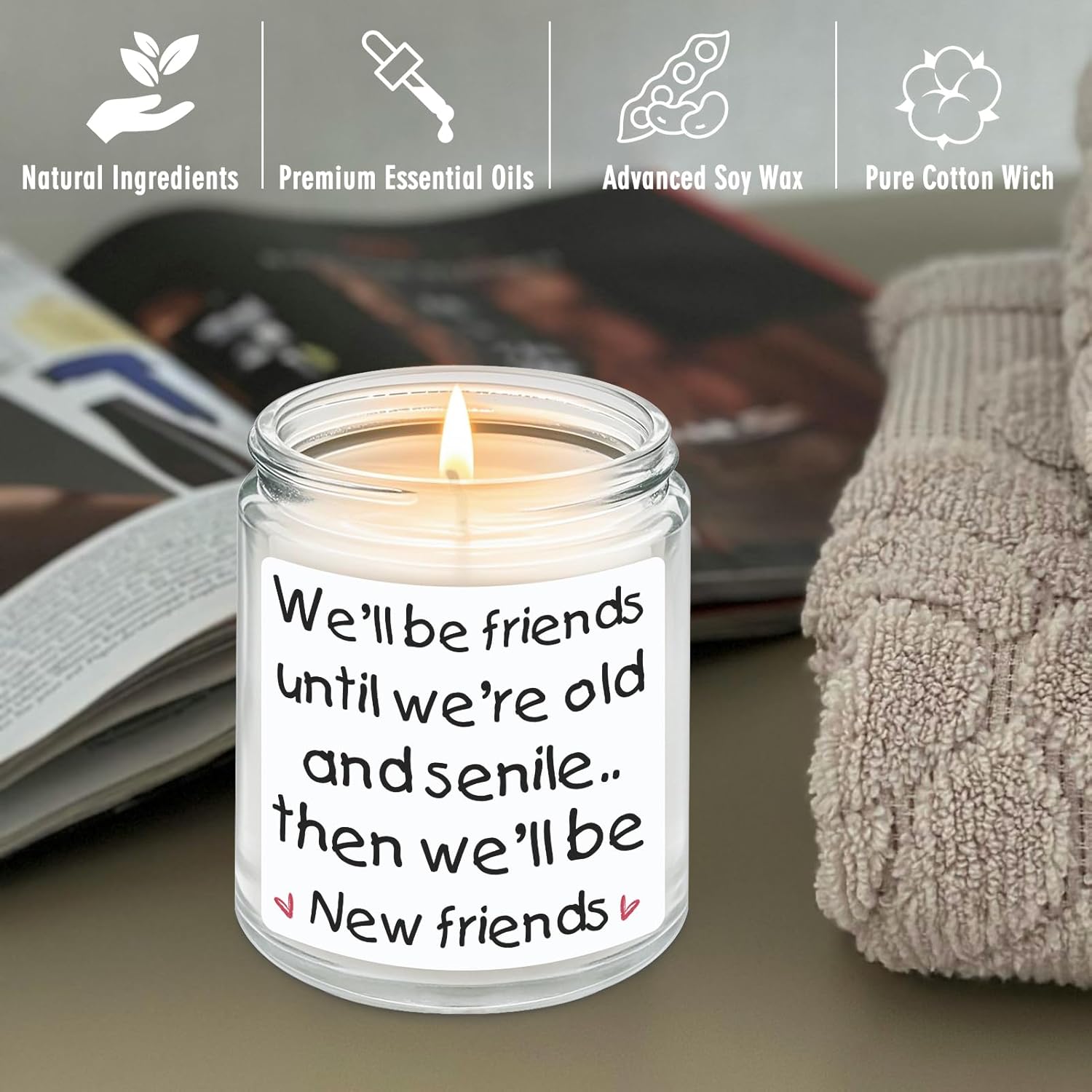 Friend Gifts For Women, Friendship Gifts, Cool & Unique Gift For Female Friend, Birthday Christmas Gift Idea For Bestie, Funny Lavender Scented Candles For Her