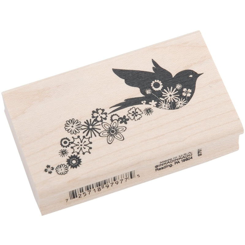 Inkadinkado Mounted Rubber Stamp Ll-Floral Bird Trail 2"X3"