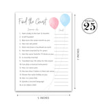 Balloons Gender Reveal — Find The Guest Baby Shower Game — Pack Of 25 — Minimalist Blue Or Pink, Girl Or Boy Games, Icebreaker Party Game, Guess Who Came To The Party, Coed Couples Shower G515-Ftg