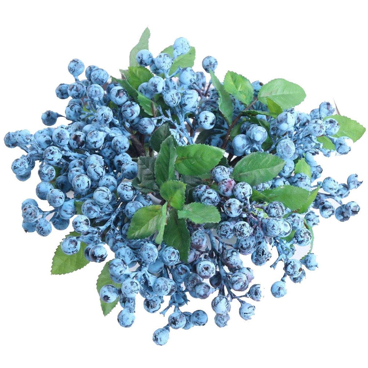 6 Pcs Artificial Blueberries Fake Blue Berries Fruit Blueberry Artificial Flowers Plant For Home Wedding Office Party Decor, 9.1 Inches