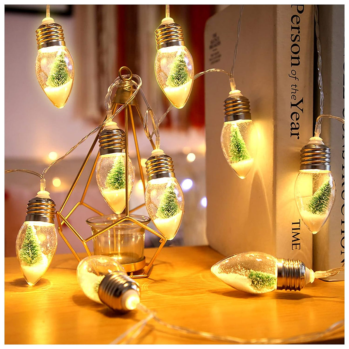 Christmas Tree Snow Globe String Lights, 10 Led Clear Bulbs Christmas Tree String Lights For Bedroom, Wedding, Table Dec