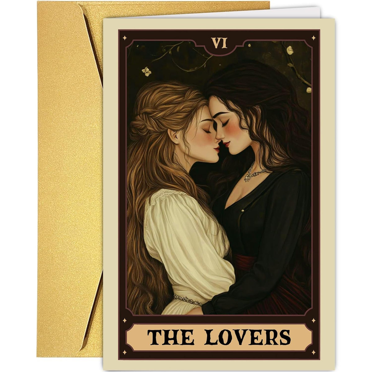 Lesbian Valentine'S Day Card Gift, Tarot Themed Love Card For Lesbian Couple, Lgbt Love Cards, The Lovers