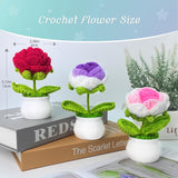 3 Pcs Crochet Flowers Artificial Sunflower Small Potted Plants For Home Desk Car Office Decor Birthday For Mom Teacher Women Friends (Single Head Rose)
