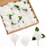 Flowers 25Pcs 2.7" Fake Gardenia White Artificial Flowers With Stem, Fake Flowers For Diy Wedding Decorations Centerpieces Bouquets Boutonnieres?Flores Artificiales Para Decoracion?