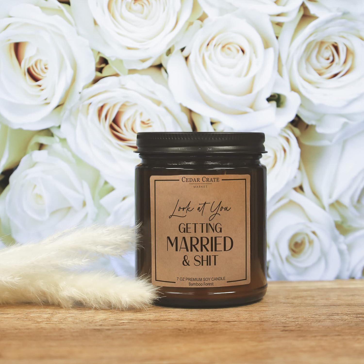 Funny Wedding Candle Gift For Bride And Groom, Couple - Look At You Getting Married And Shit - 100% Soy Wax Candle, Handmade In Usa – Engagement Gift For Bridal Shower, Newlywed