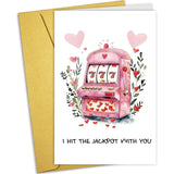Cute Jackpot Valentines Day Card For Him Her, Romantic Valentine'S Day & Wedding Anniversary Card Gift For Husband Wife Boyfriend Girlfriend Partner, Lovely I Love You Gift For Couple Spouse