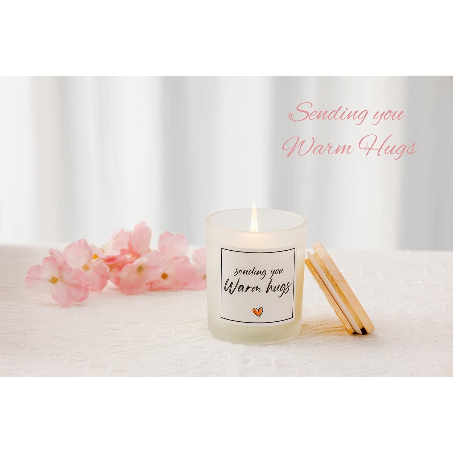 Get Well Soon Gifts, Sympathy Candle, Bereavement & Cheer Up Gifts, Sending You Warm Hugs In A Jar Candle Gift For Women, Vanilla Scented Candle, Natural Soy Wax & Natural Essential Oils