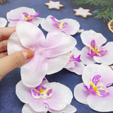 20Pcs Fabric Butterfly Orchid Flower Heads Artificial Fake Flowers Heads For Crafts Home Wedding Decoration