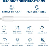 10 Pack 4FT T8 LED Bulbs Type A B 14W 2450LM 4000K Neutral White Fluorescent Replacement