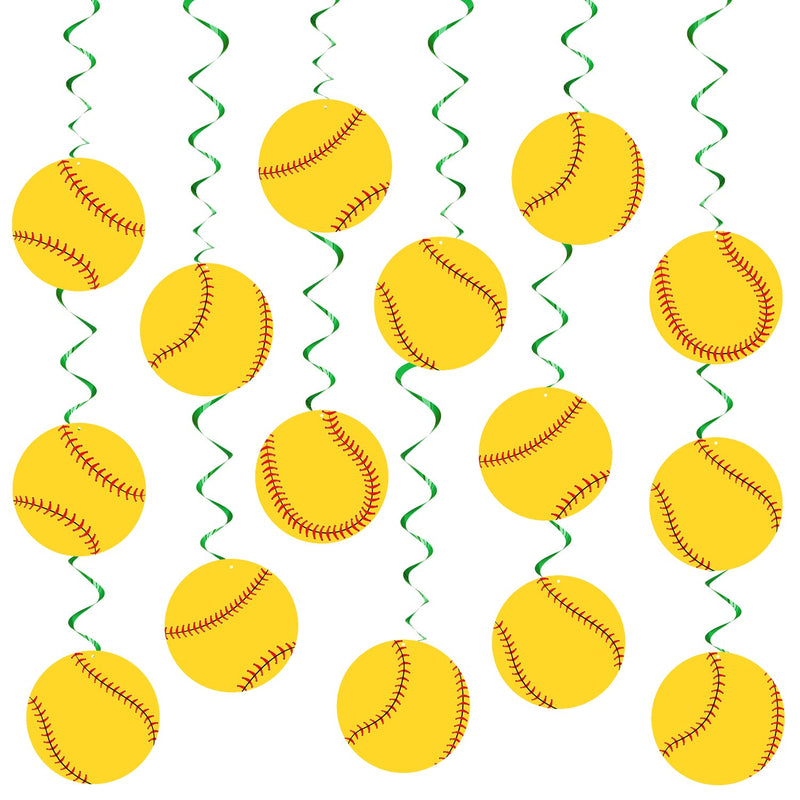 30 Pieces Softball Party Decoration Swirls Sports Hanging Swirl Decora