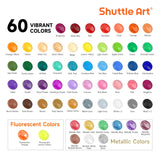 72 Pack Acrylic Paint Set, 60 Colors Acrylic Paint Including Extra White Black & 12 Brushes, 2Oz/60Ml, Rich Pigmented, Water Proof, Ideal For Artists, Beginners On Canvas Rock Wood Ceramic