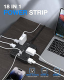 Power Strip 12 Outlets 6 USB Ports 2 USB C 5FT Extension Cord Desk Charging Station