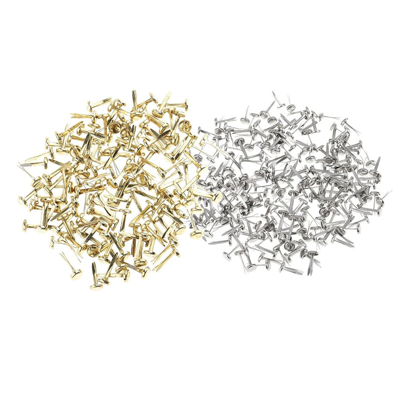 Mini Brads 50 Pcs Glod 50 Pcs Silver Round Metal Paper Fasteners For Art Craft