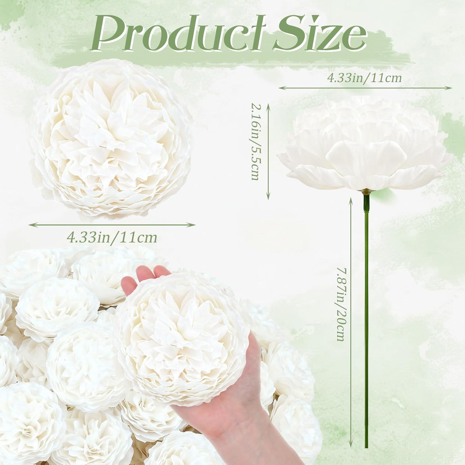 50 Pcs Artificial Peony Rose Flowers Heads 4.7 Inches Silk Fake Peony Head Flowers For Wedding Bridal Bouquet Home Floral Diy Centerpieces Arrangements Party Tables Decorations(White)