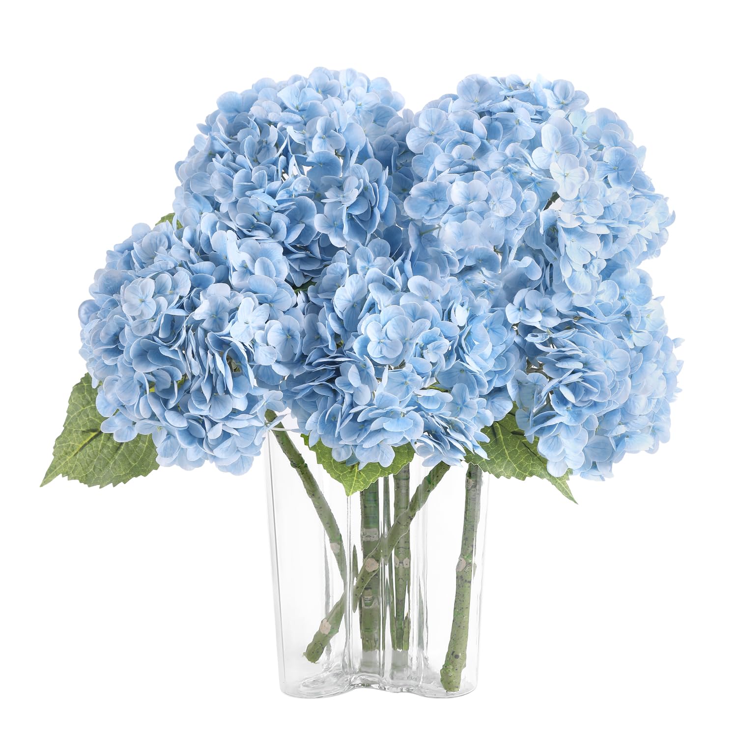 Baby Blue Hydrangea Artificial Flowers 3Pcs Lifelike Faux Hydrangea Real Touch Fake Flowers For Home Wedding Christmas Office Party Living Room Decoration,22Inch