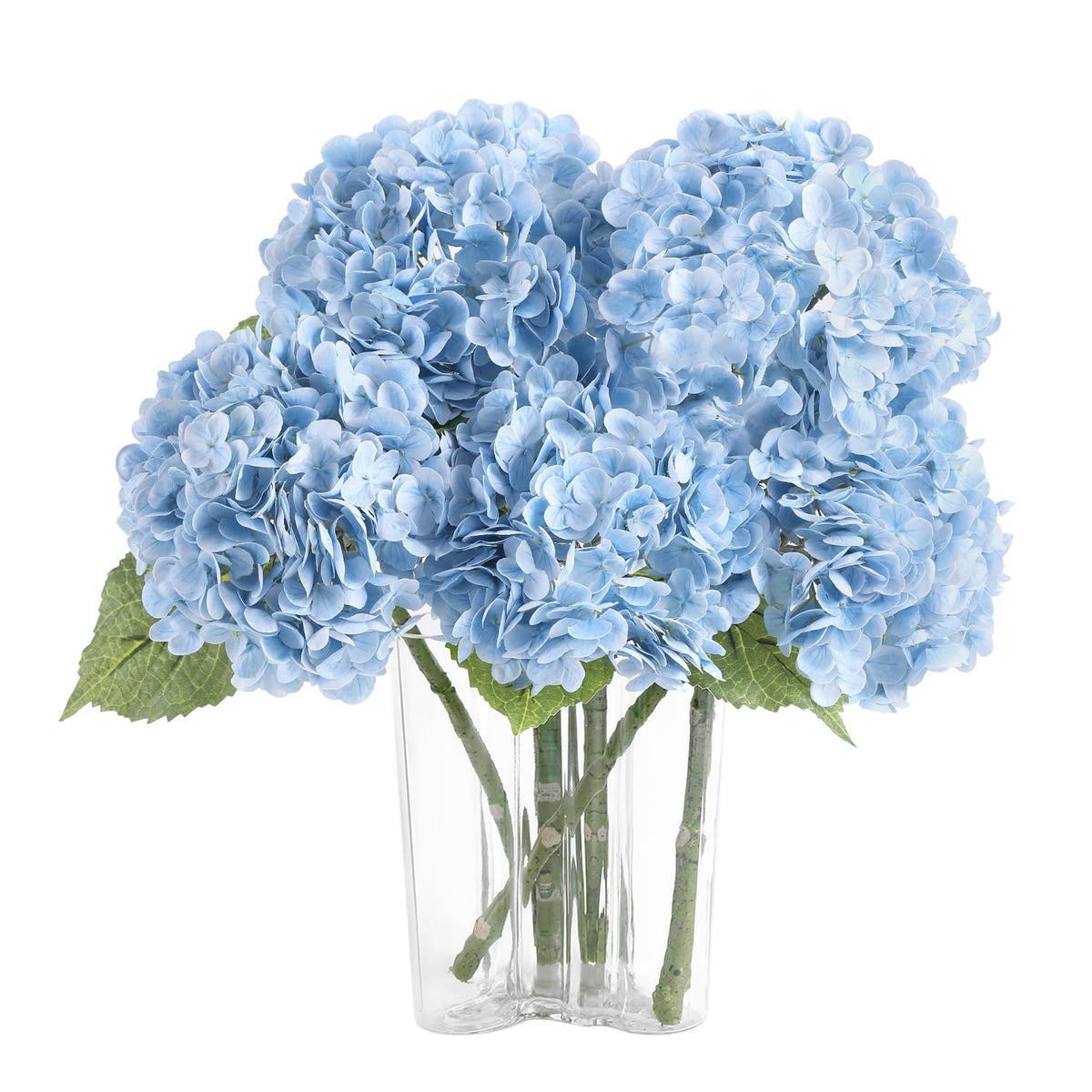 Baby Blue Hydrangea Artificial Flowers 3Pcs Lifelike Faux Hydrangea Real Touch Fake Flowers For Home Wedding Christmas Office Party Living Room Decoration,22Inch