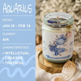 Aquarius Zodiac Crystal Candle Gift For Women - Astrology Birthday Natural Soy Violets Scented Candle With Flowers And Lazurite Healing Crystals For Mom, Sister, Friends
